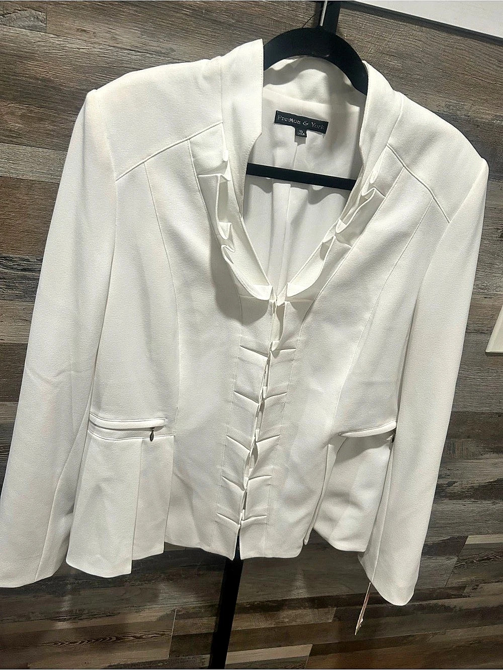 Preston & York White Zip Pocket Blazer Size 16 NWT